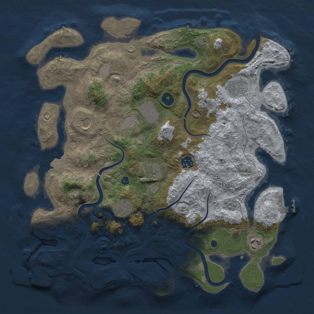 Rust Map: Procedural Map, Size: 3850, Seed: 1884322547, 14 Monuments