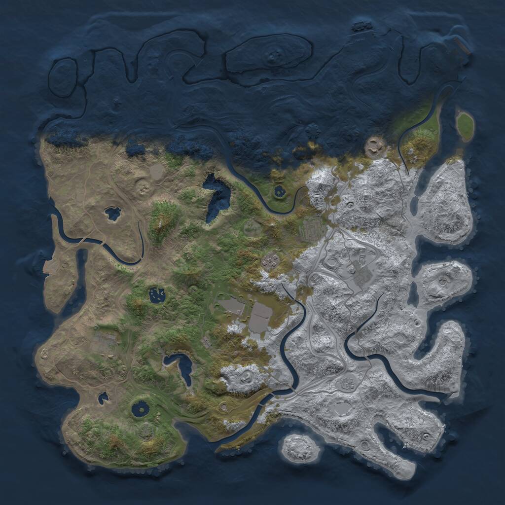 Rust Map: Procedural Map, Size: 4500, Seed: 744428730, 13 Monuments