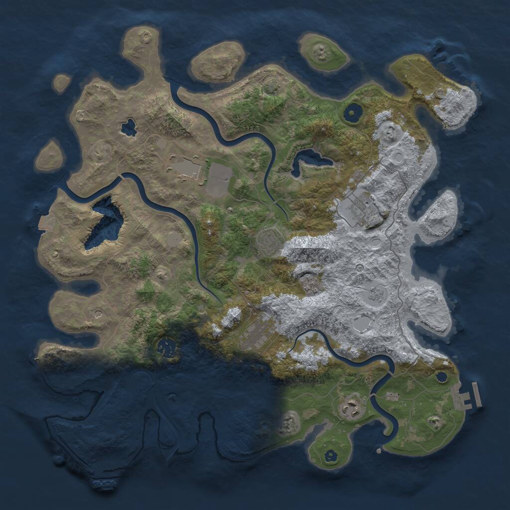 Rust Map: Procedural Map, Size: 4050, Seed: 1733331754, 13 Monuments