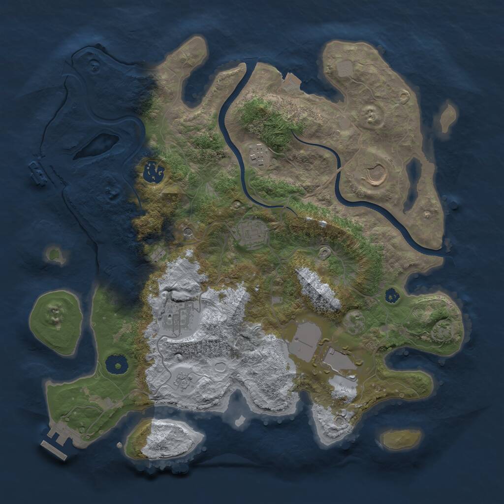 Rust Map: Procedural Map, Size: 3500, Seed: 417023867, 12 Monuments