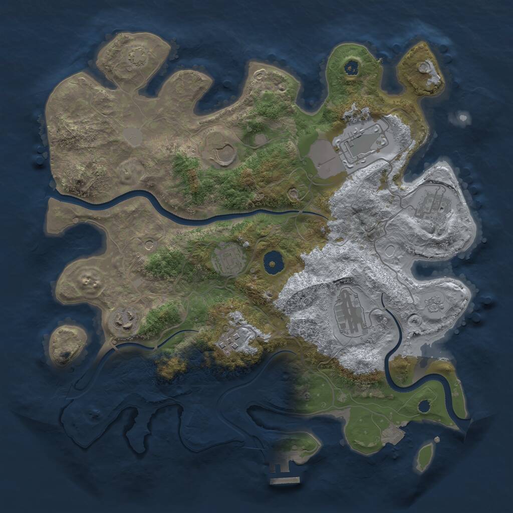 Rust Map: Procedural Map, Size: 3500, Seed: 1838444426, 12 Monuments