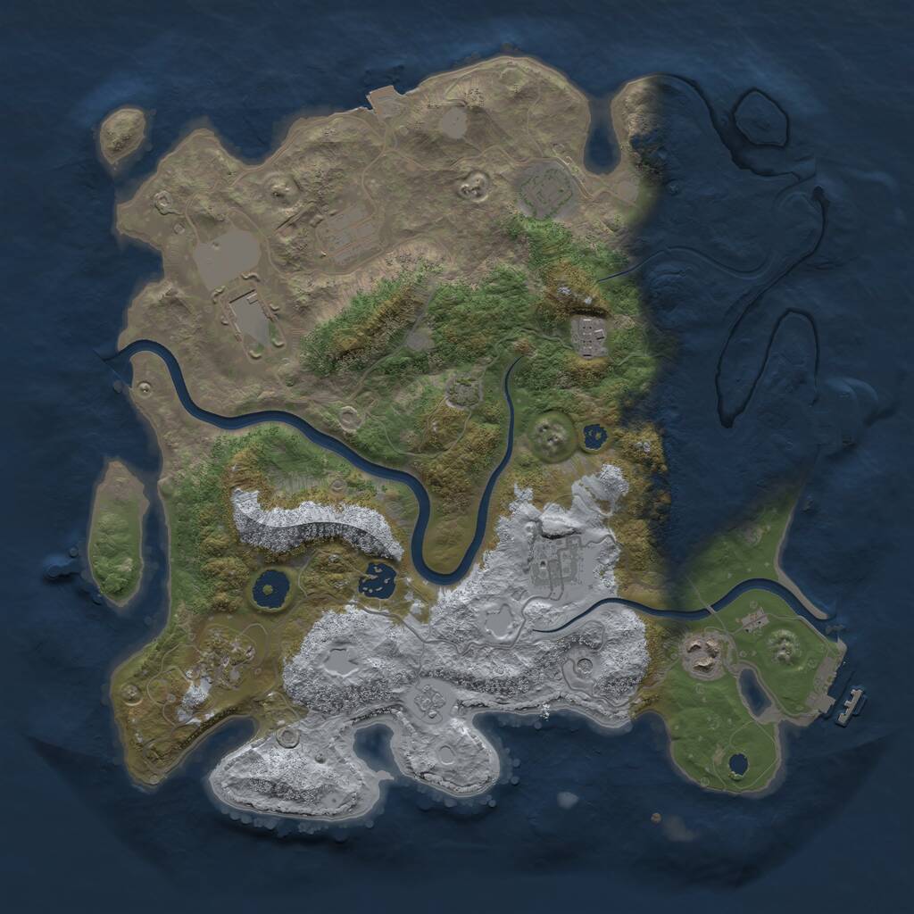 Rust Map: Procedural Map, Size: 3700, Seed: 619594090, 14 Monuments