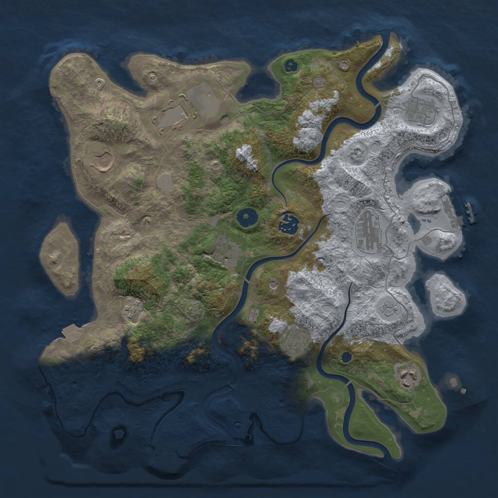 Rust Map: Procedural Map, Size: 3800, Seed: 1965453142, 15 Monuments