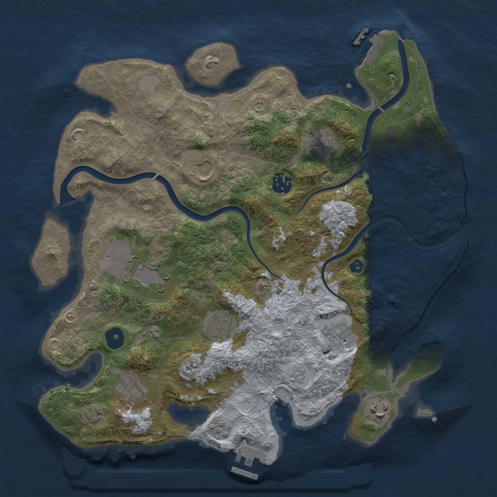 Rust Map: Procedural Map, Size: 3700, Seed: 1823210553, 15 Monuments