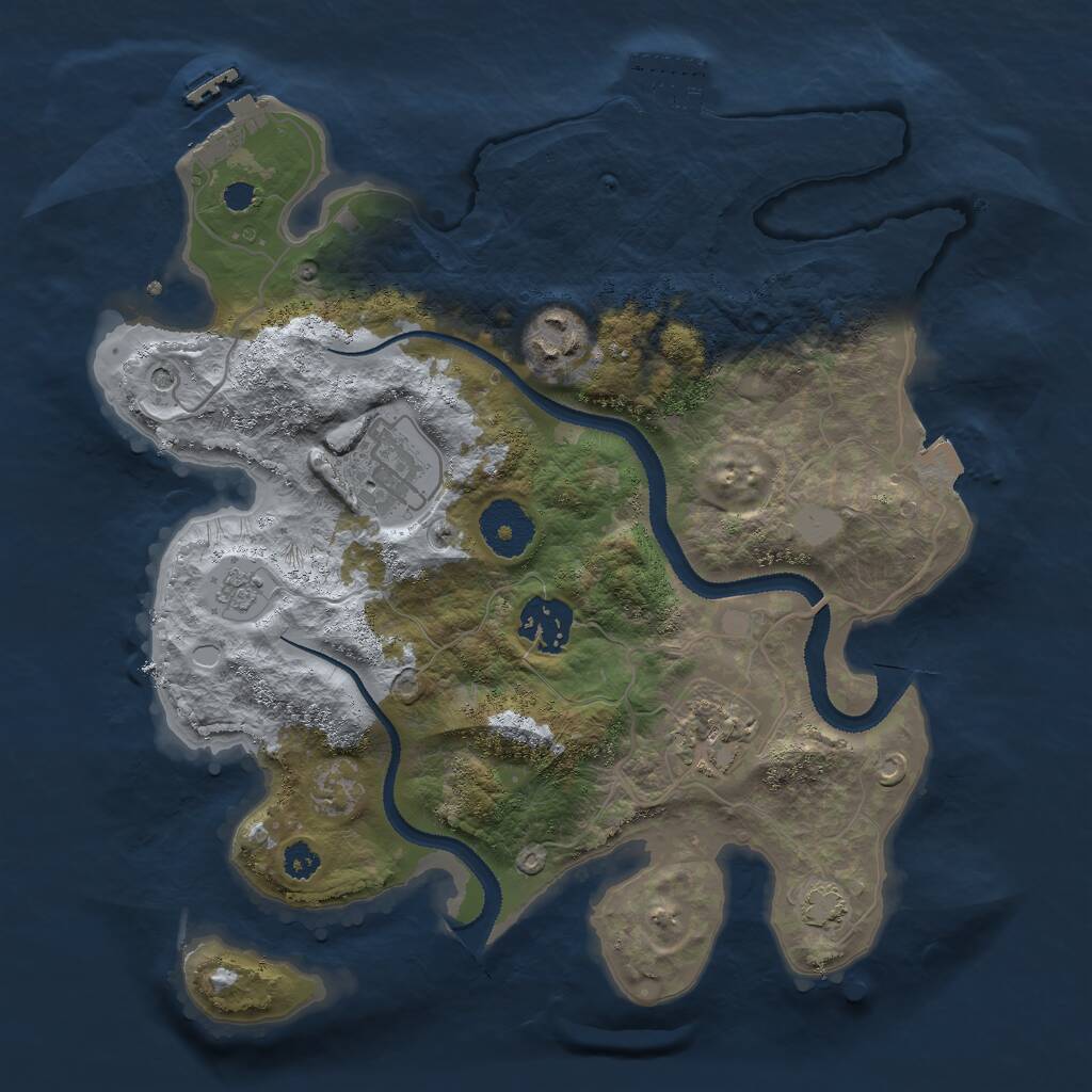 Rust Map: Procedural Map, Size: 3000, Seed: 43044, 10 Monuments