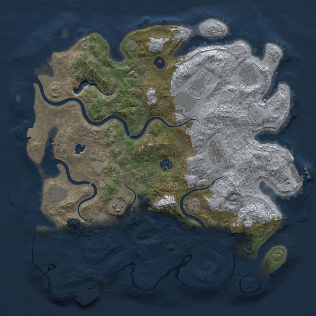 Rust Map: Procedural Map, Size: 4000, Seed: 1180378177, 13 Monuments