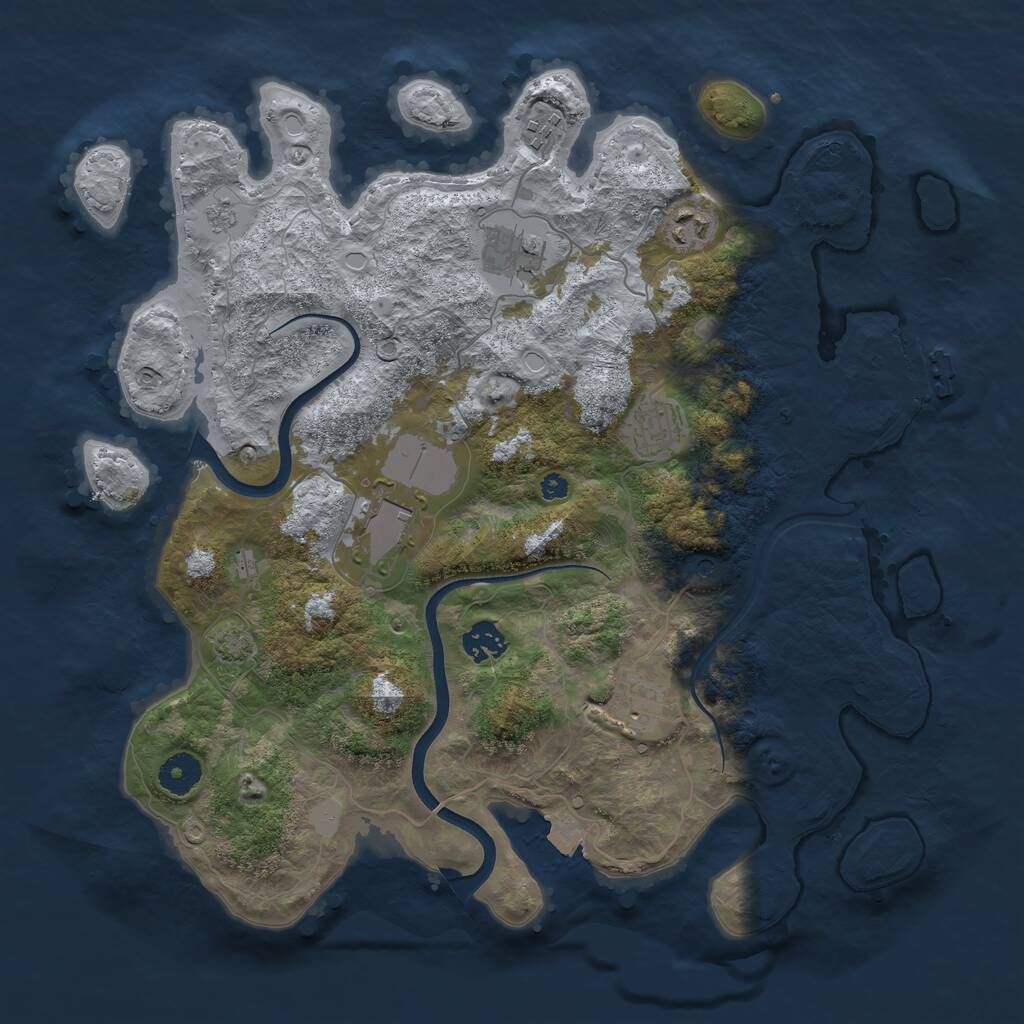 Rust Map: Procedural Map, Size: 3750, Seed: 319439566, 12 Monuments