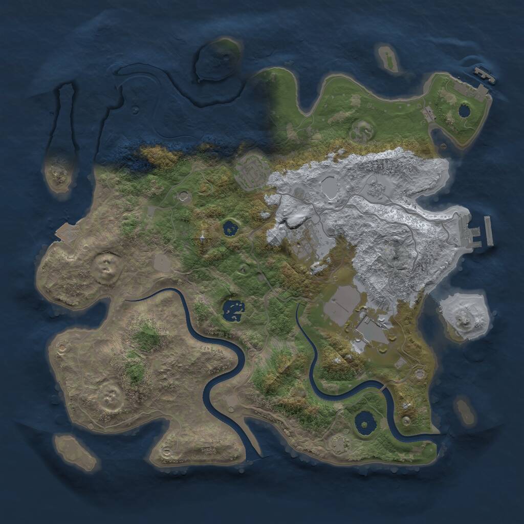 Rust Map: Procedural Map, Size: 3500, Seed: 1180483989, 10 Monuments