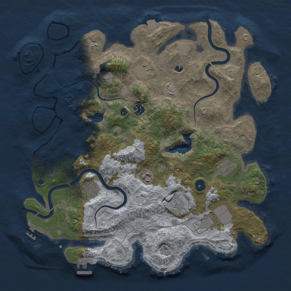 Rust Map: Procedural Map, Size: 4000, Seed: 76470103, 14 Monuments