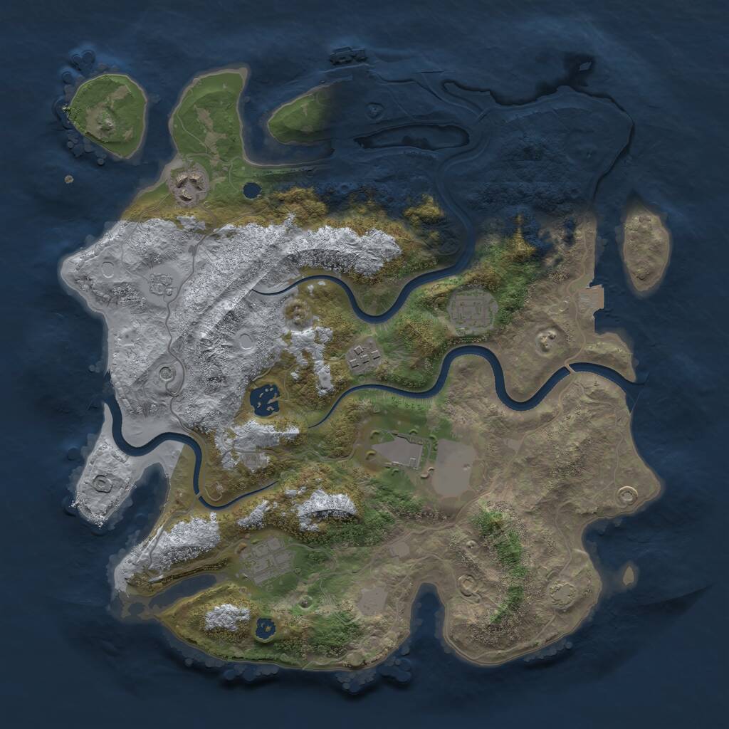 Rust Map: Procedural Map, Size: 3500, Seed: 895634281, 11 Monuments