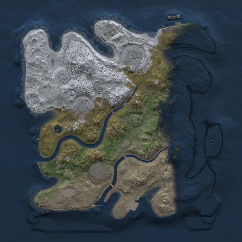 Rust Map: Procedural Map, Size: 3000, Seed: 8018, 10 Monuments