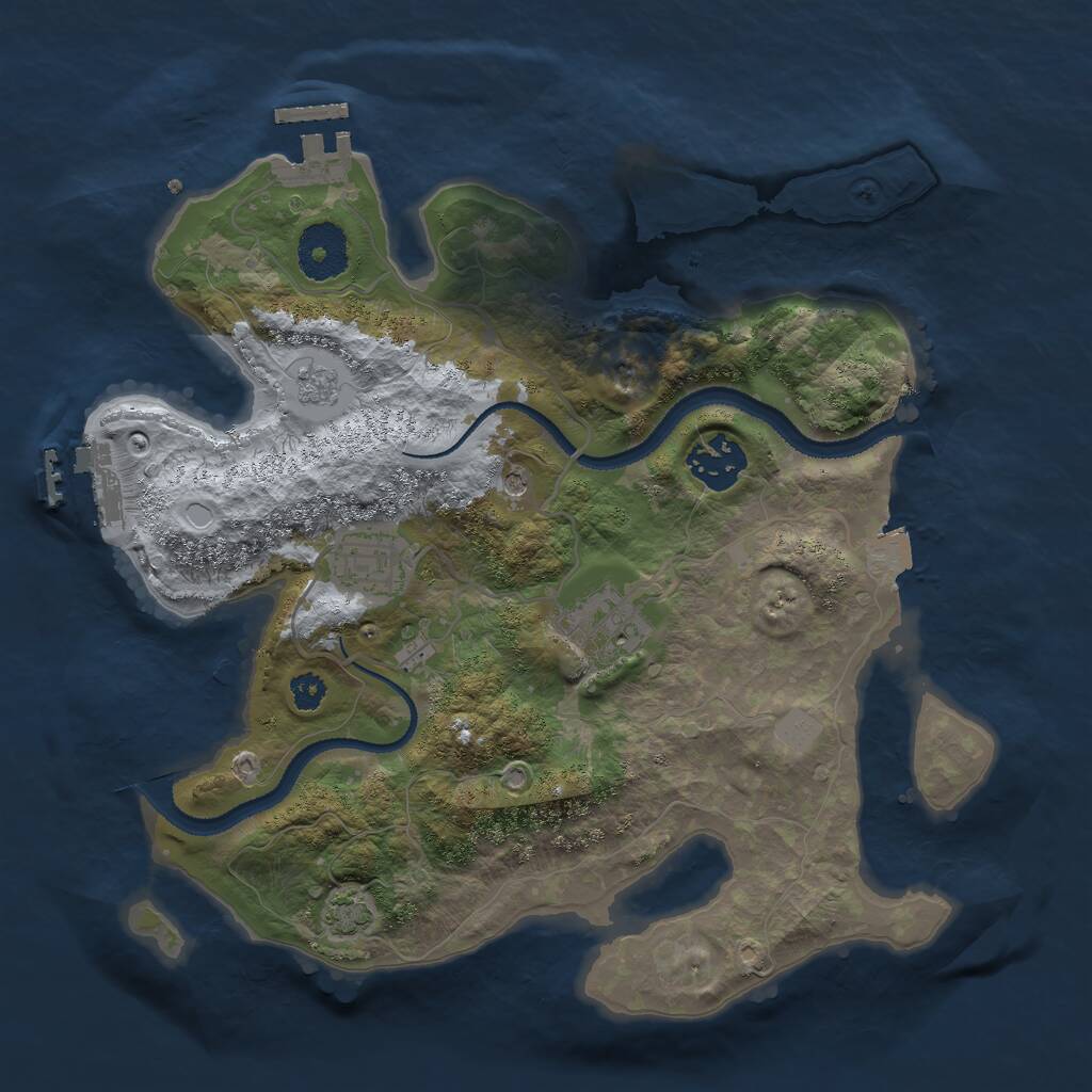 Rust Map: Procedural Map, Size: 3000, Seed: 1801377, 9 Monuments