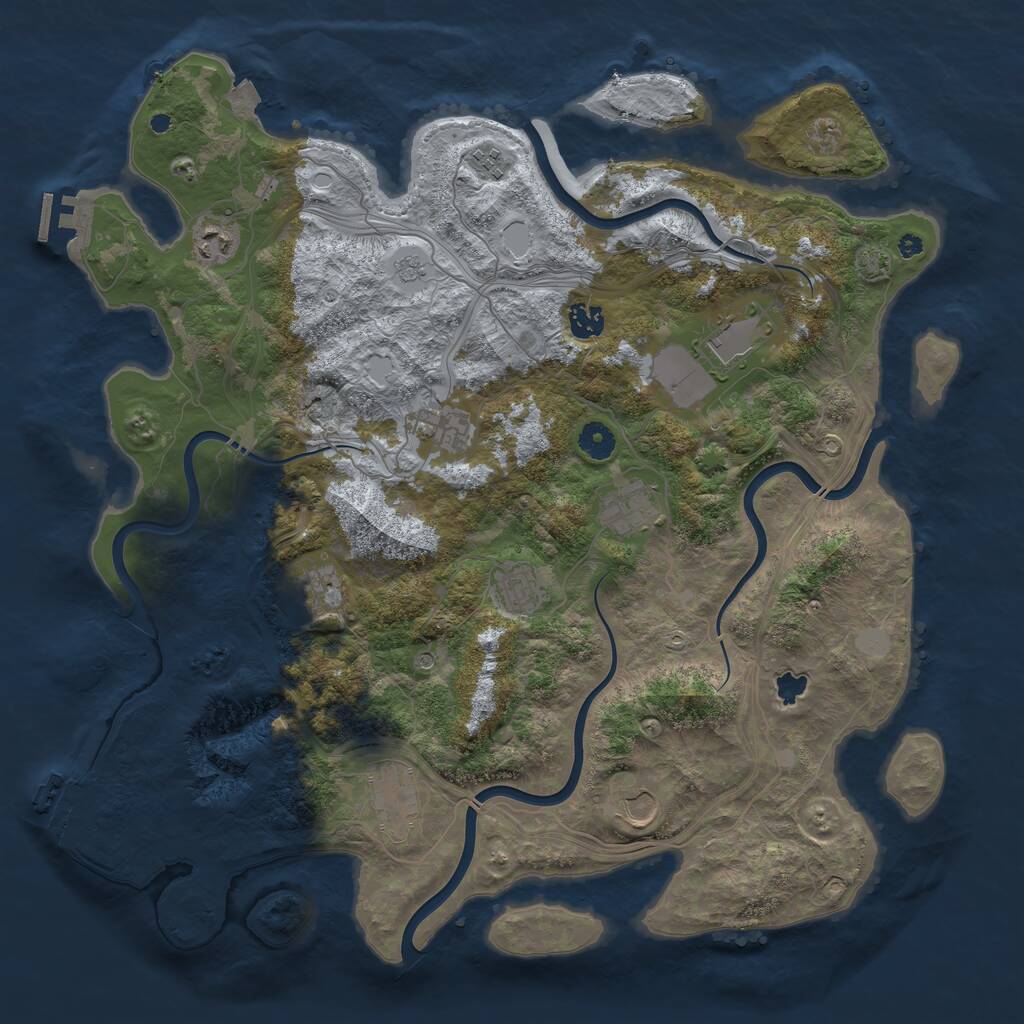 Rust Map: Procedural Map, Size: 4250, Seed: 1833690461, 16 Monuments