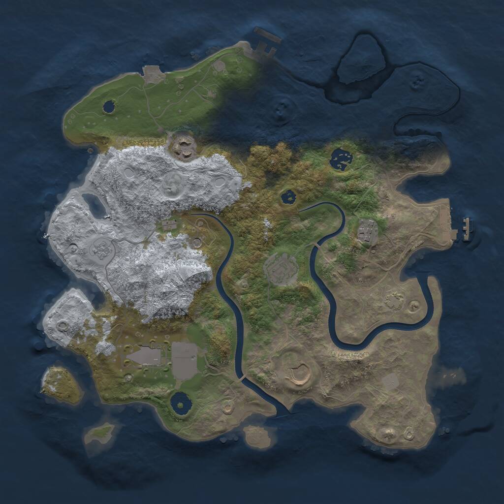 Rust Map: Procedural Map, Size: 3500, Seed: 381454353, 12 Monuments