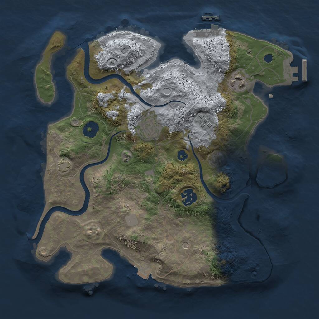 Rust Map: Procedural Map, Size: 3000, Seed: 2065860840, 9 Monuments