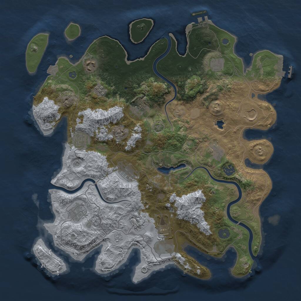 Rust Map: Procedural Map, Size: 4000, Seed: 24945339, 19 Monuments