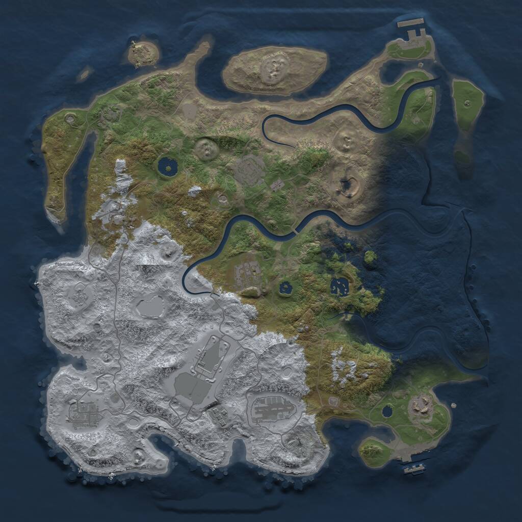 Rust Map: Procedural Map, Size: 3980, Seed: 670310951, 16 Monuments
