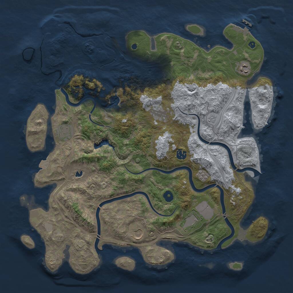 Rust Map: Procedural Map, Size: 4250, Seed: 116603700, 13 Monuments