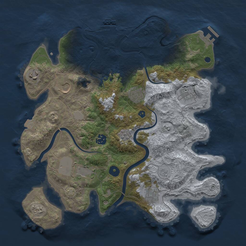 Rust Map: Procedural Map, Size: 3500, Seed: 1895790398, 14 Monuments