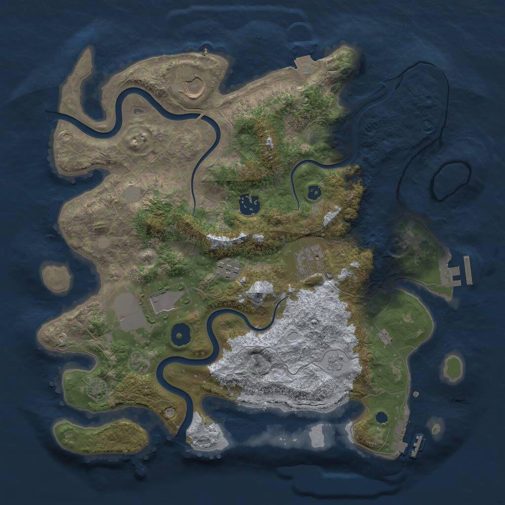 Rust Map: Procedural Map, Size: 3500, Seed: 1583173317, 10 Monuments