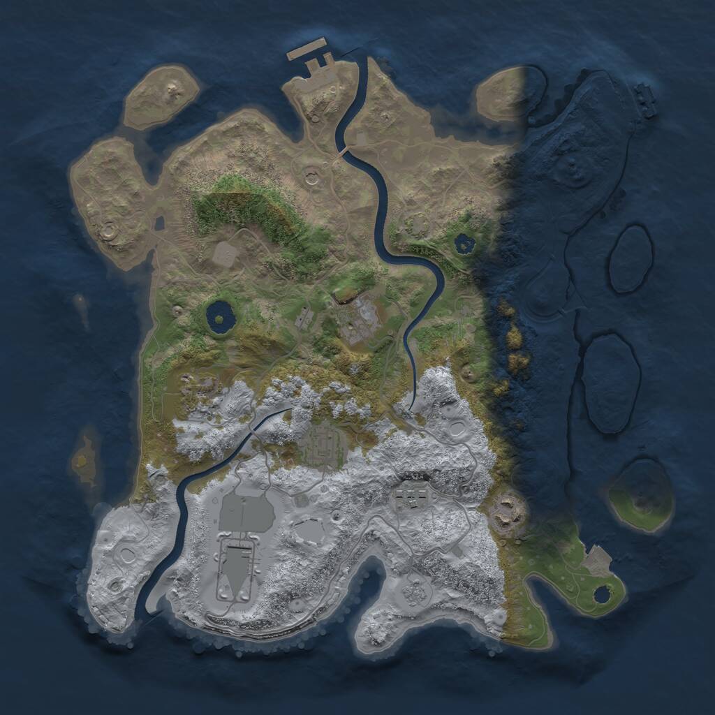 Rust Map: Procedural Map, Size: 3500, Seed: 333132469, 12 Monuments