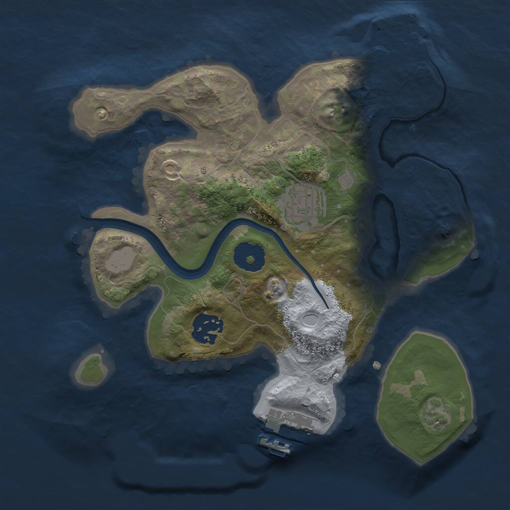 Rust Map: Procedural Map, Size: 2500, Seed: 1235610486, 5 Monuments