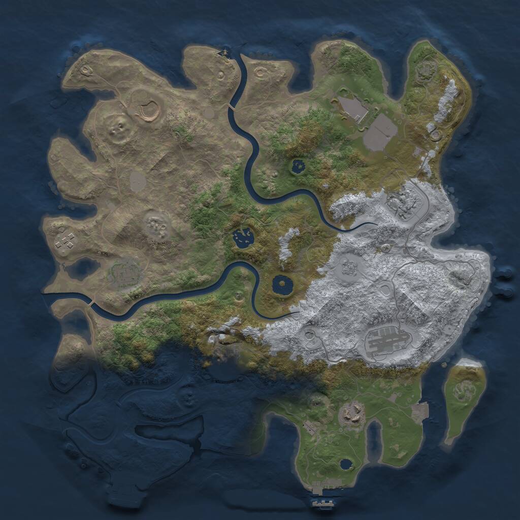 Rust Map: Procedural Map, Size: 3750, Seed: 32889073, 15 Monuments