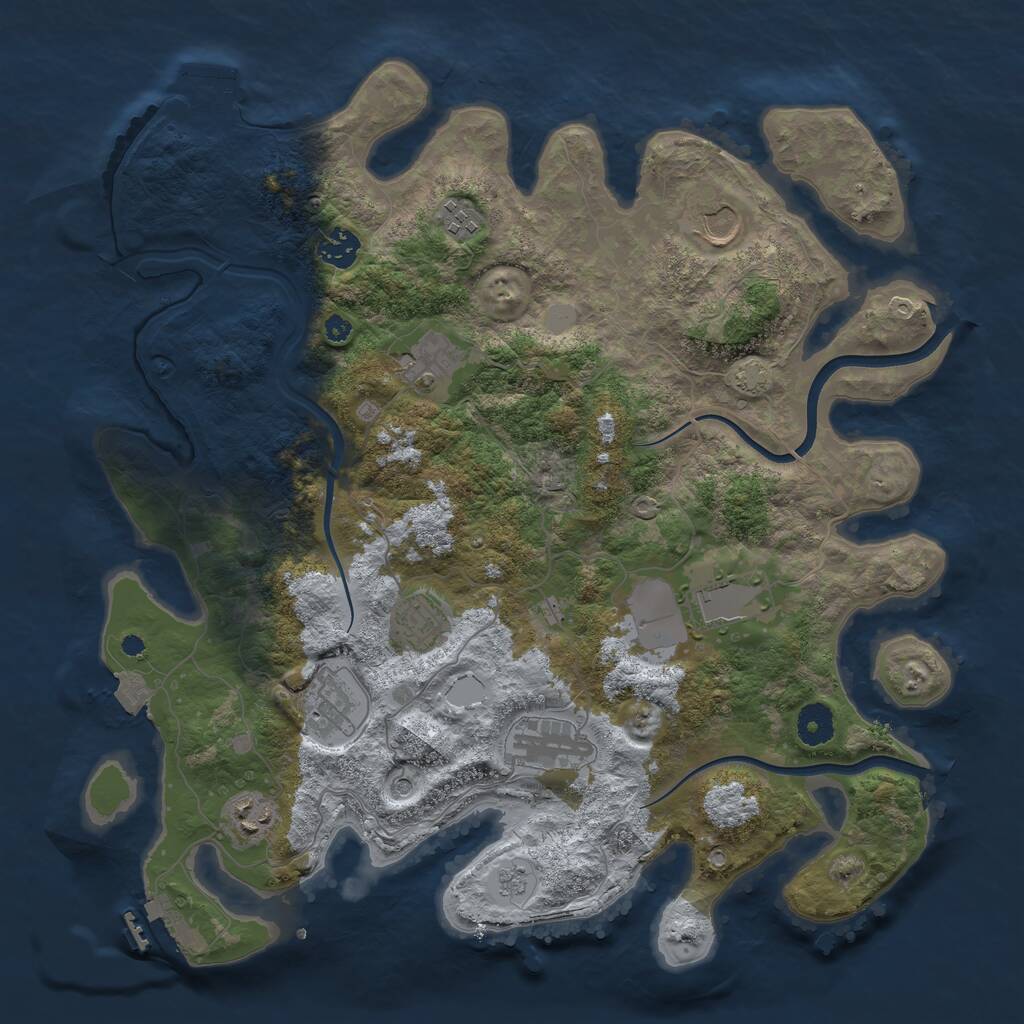 Rust Map: Procedural Map, Size: 3850, Seed: 2066244335, 15 Monuments