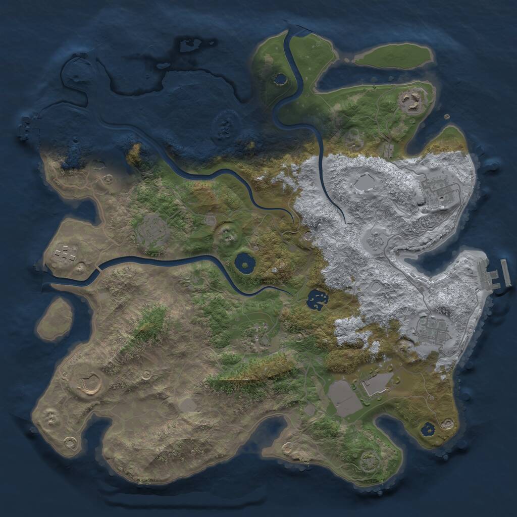 Rust Map: Procedural Map, Size: 3750, Seed: 127072, 16 Monuments