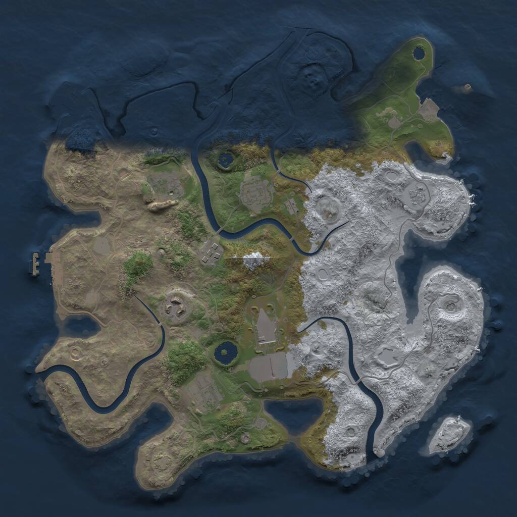 Rust Map: Procedural Map, Size: 3500, Seed: 219868826, 12 Monuments