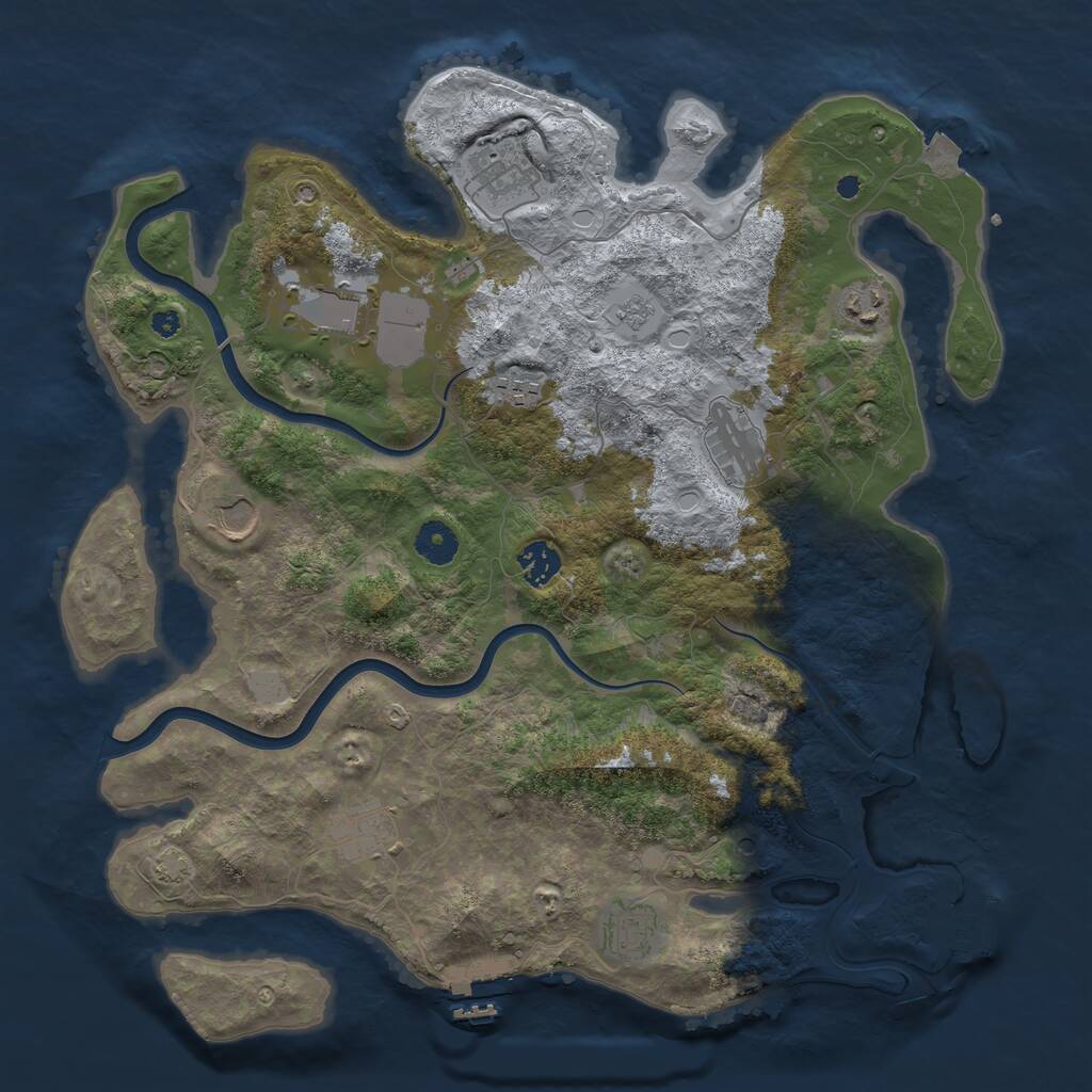 Rust Map: Procedural Map, Size: 3890, Seed: 220919520, 15 Monuments
