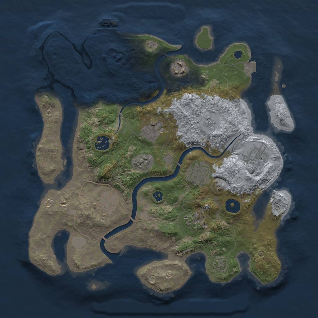 Rust Map: Procedural Map, Size: 3250, Seed: 1363090230, 12 Monuments
