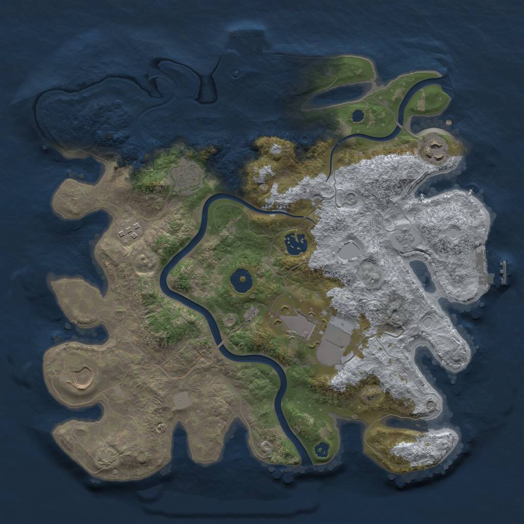 Rust Map: Procedural Map, Size: 3500, Seed: 1998675765, 12 Monuments