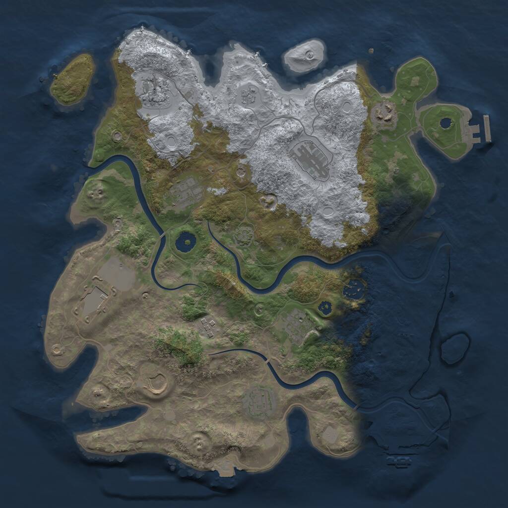 Rust Map: Procedural Map, Size: 3750, Seed: 877743, 16 Monuments