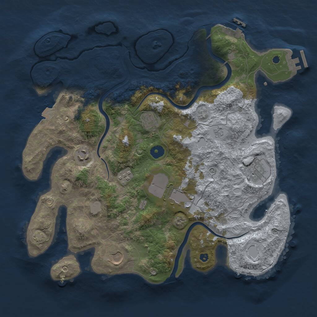 Rust Map: Procedural Map, Size: 3600, Seed: 22525, 12 Monuments
