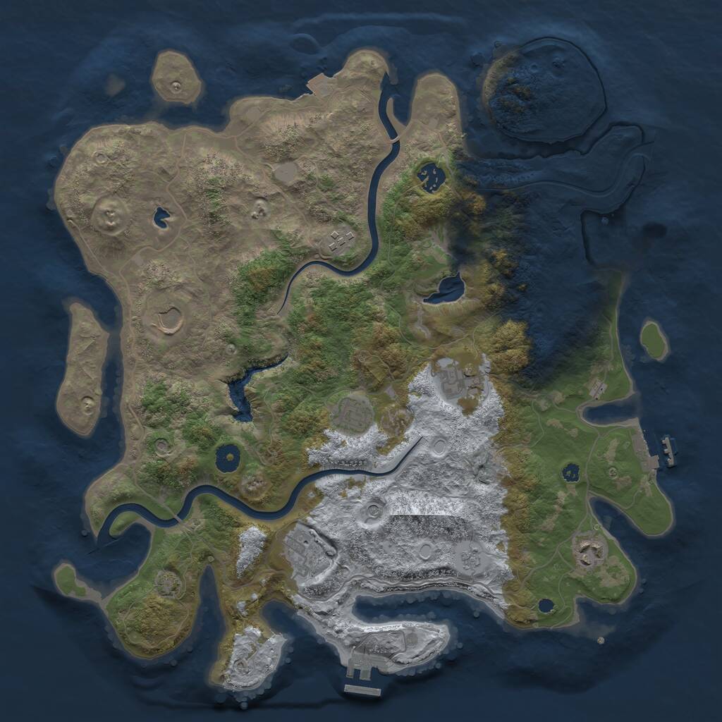 Rust Map: Procedural Map, Size: 4000, Seed: 990348, 13 Monuments