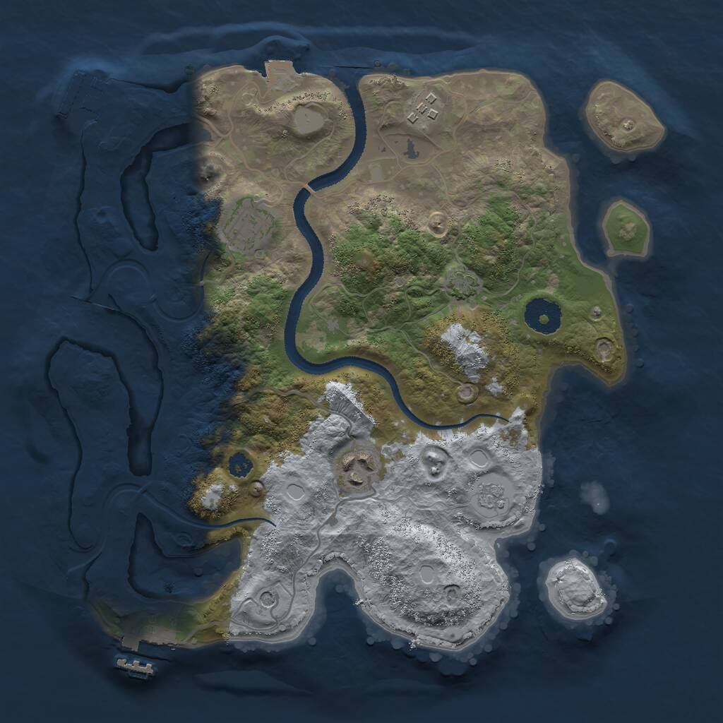 Rust Map: Procedural Map, Size: 3000, Seed: 838530688, 9 Monuments