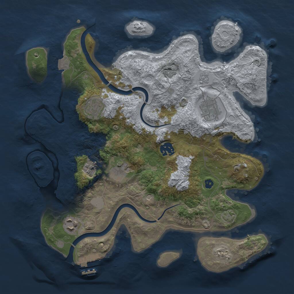 Rust Map: Procedural Map, Size: 3200, Seed: 601392246, 11 Monuments