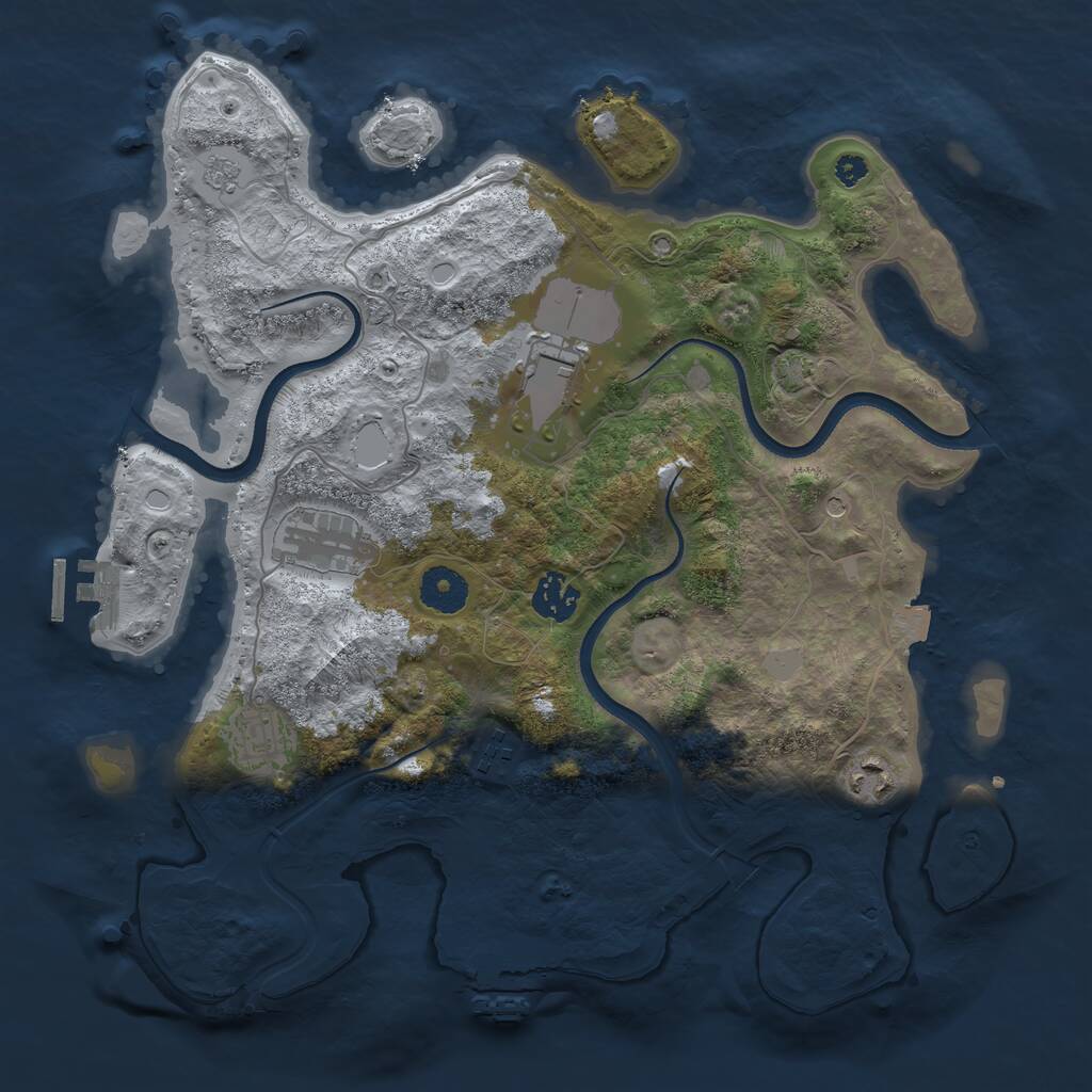 Rust Map: Procedural Map, Size: 3500, Seed: 480609695, 12 Monuments
