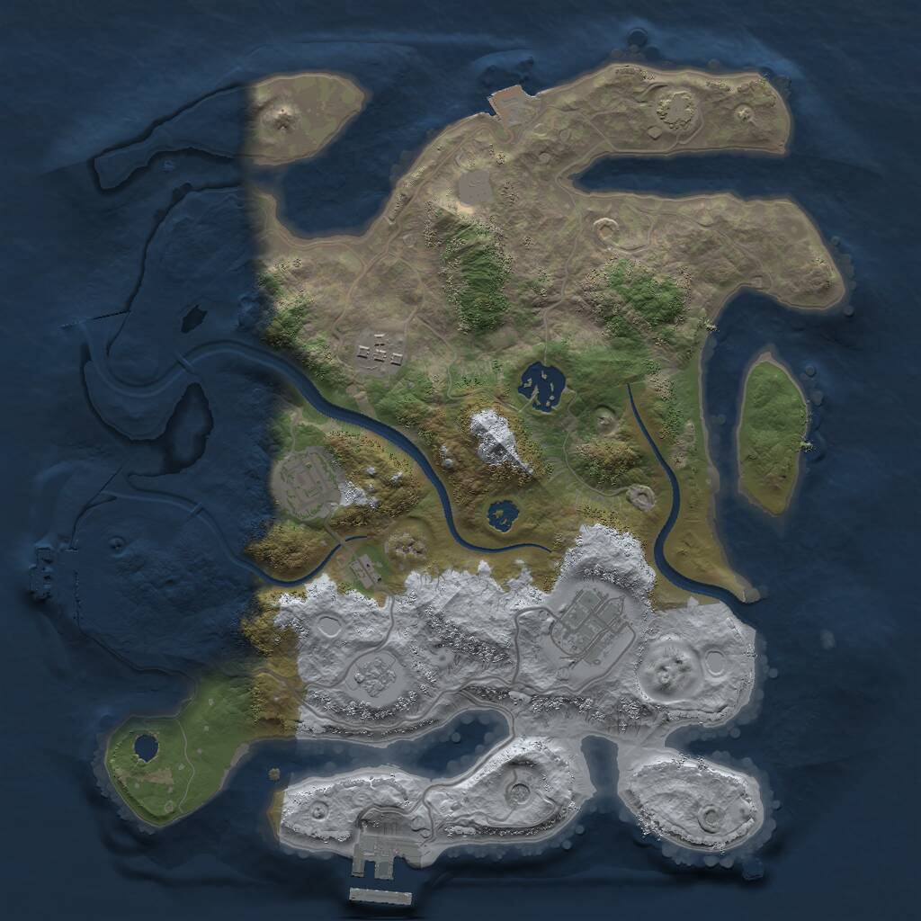 Rust Map: Procedural Map, Size: 3000, Seed: 1193508194, 10 Monuments