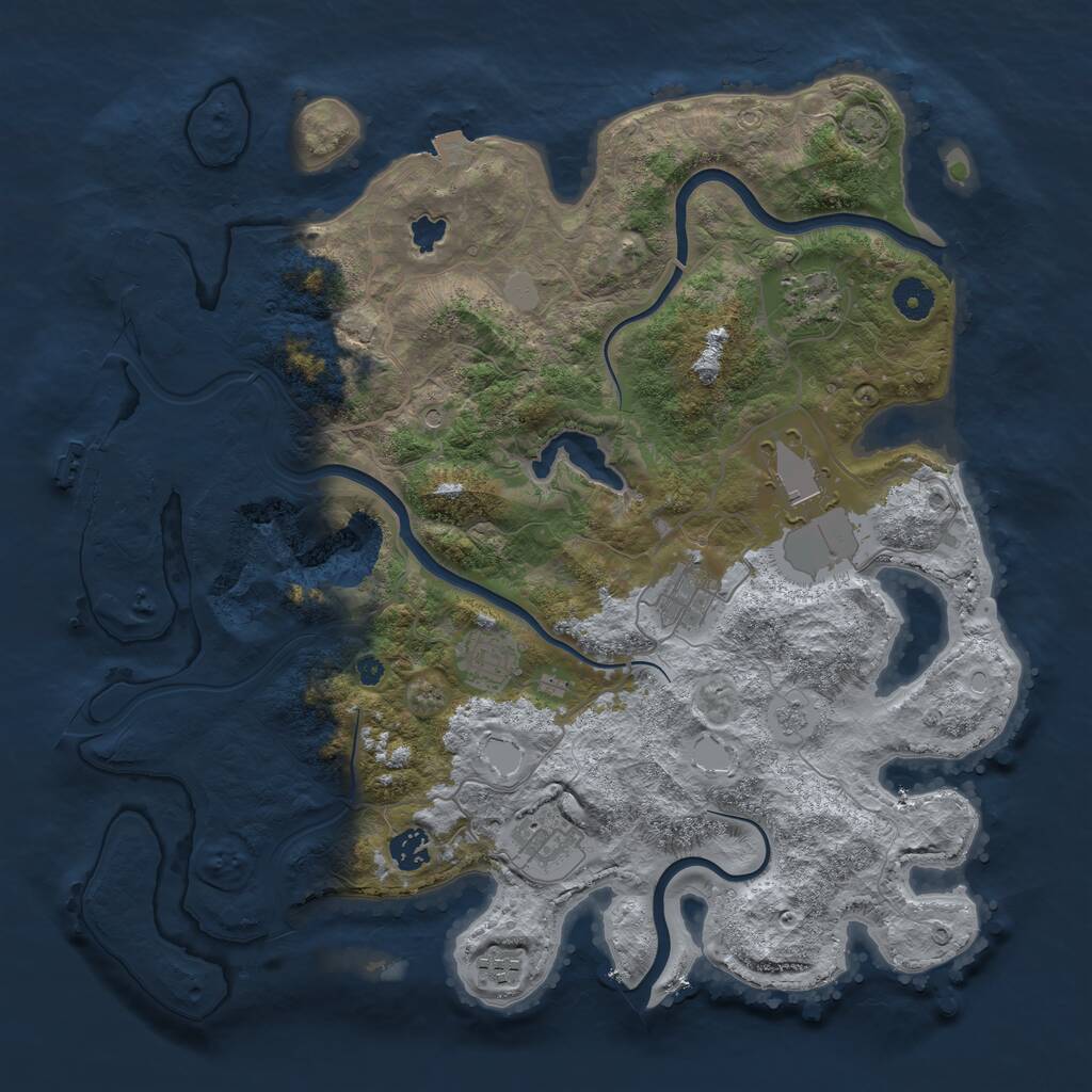 Rust Map: Procedural Map, Size: 4000, Seed: 143372288, 13 Monuments