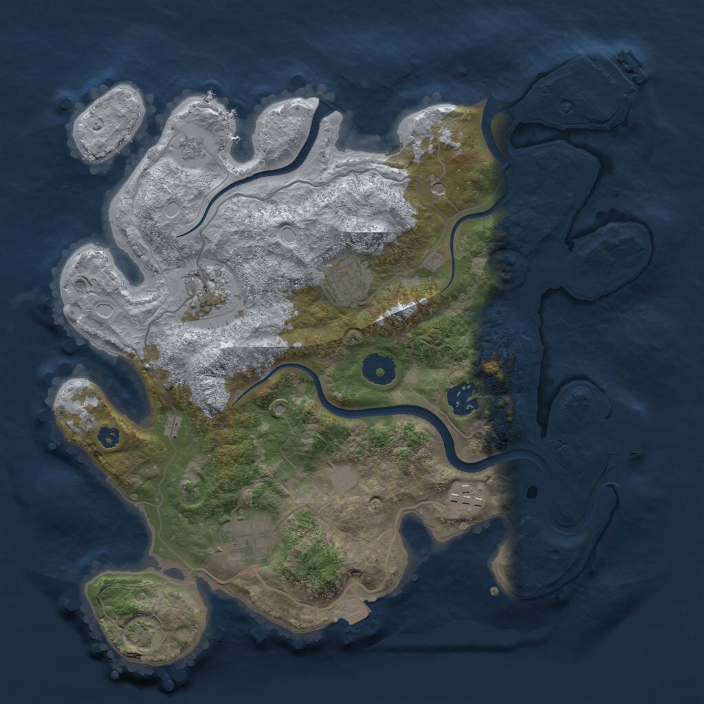 Rust Map: Procedural Map, Size: 3250, Seed: 1499677254, 11 Monuments