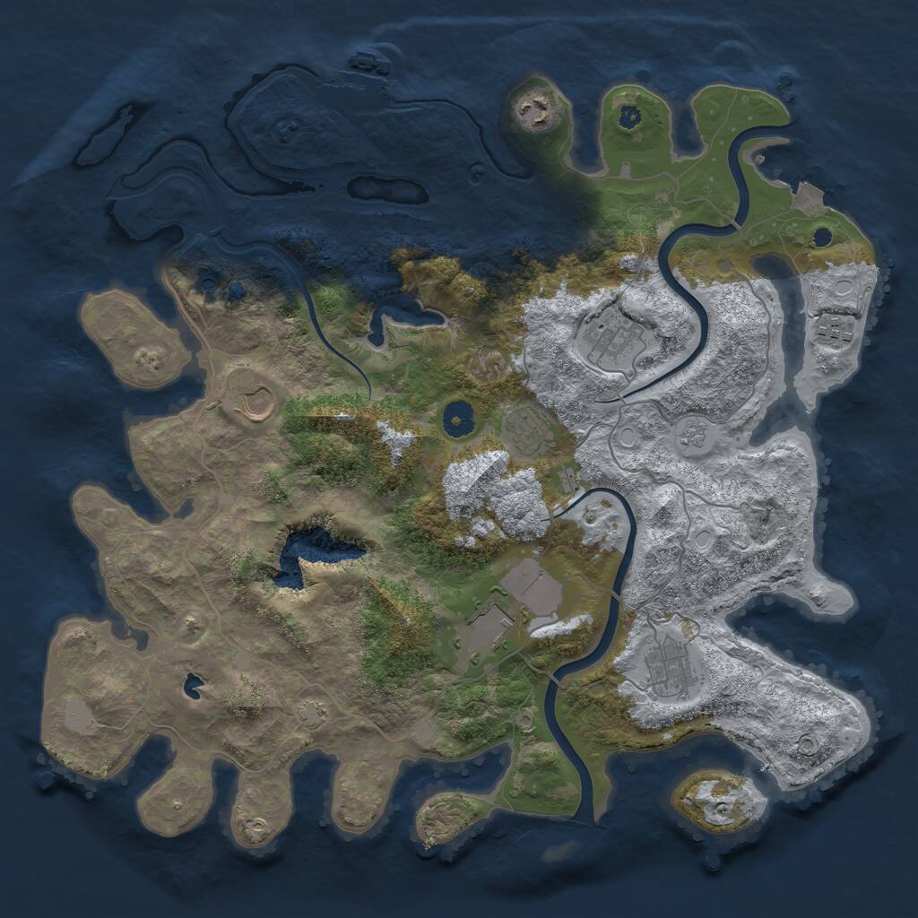 Rust Map: Procedural Map, Size: 4000, Seed: 917943749, 12 Monuments