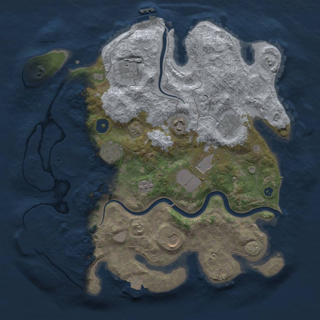 Rust Map: Procedural Map, Size: 3500, Seed: 18938, 13 Monuments