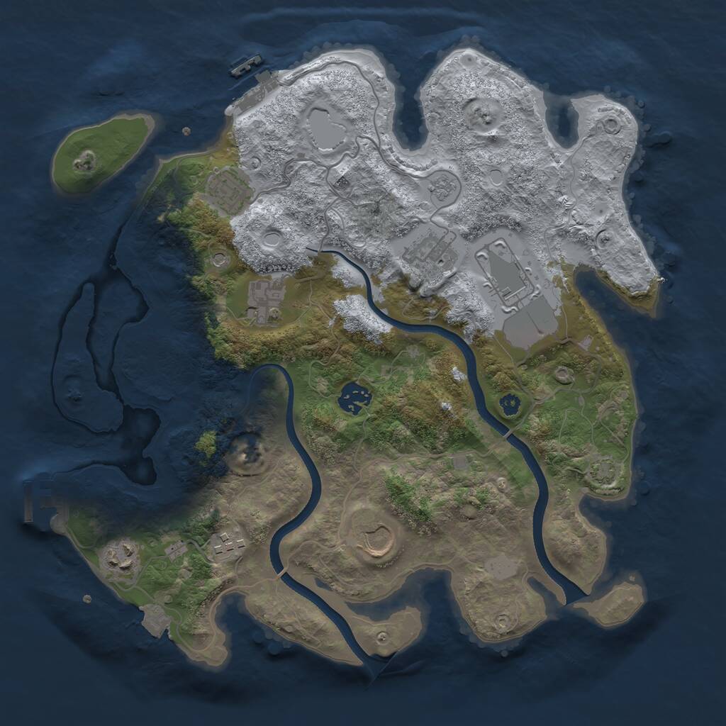 Rust Map: Procedural Map, Size: 3500, Seed: 18938, 14 Monuments