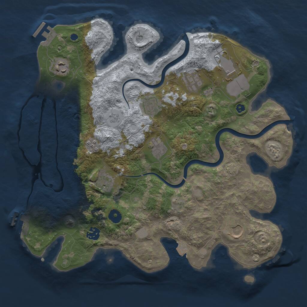 Rust Map: Procedural Map, Size: 3500, Seed: 1786493115, 15 Monuments