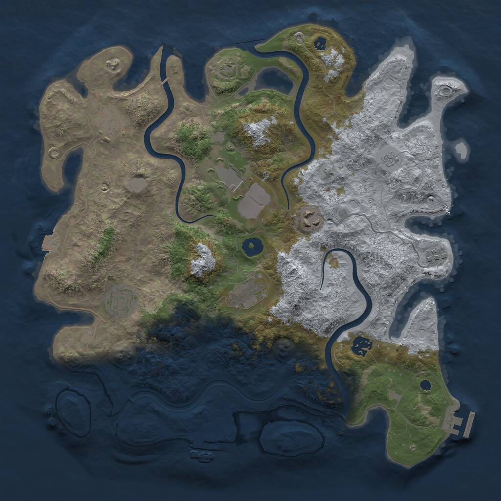 Rust Map: Procedural Map, Size: 3800, Seed: 794617363, 13 Monuments