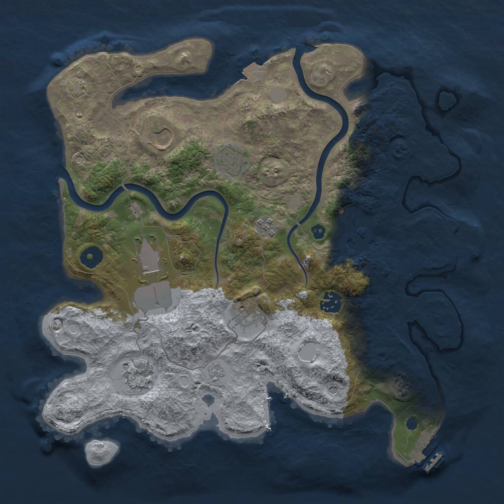Rust Map: Procedural Map, Size: 3500, Seed: 745633246, 14 Monuments