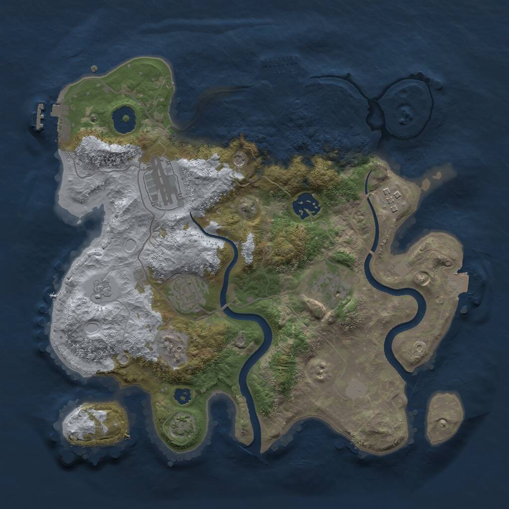Rust Map: Procedural Map, Size: 3000, Seed: 1708496183, 11 Monuments