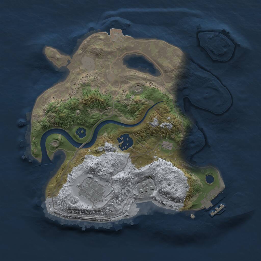 Rust Map: Procedural Map, Size: 2500, Seed: 1933898113, 6 Monuments